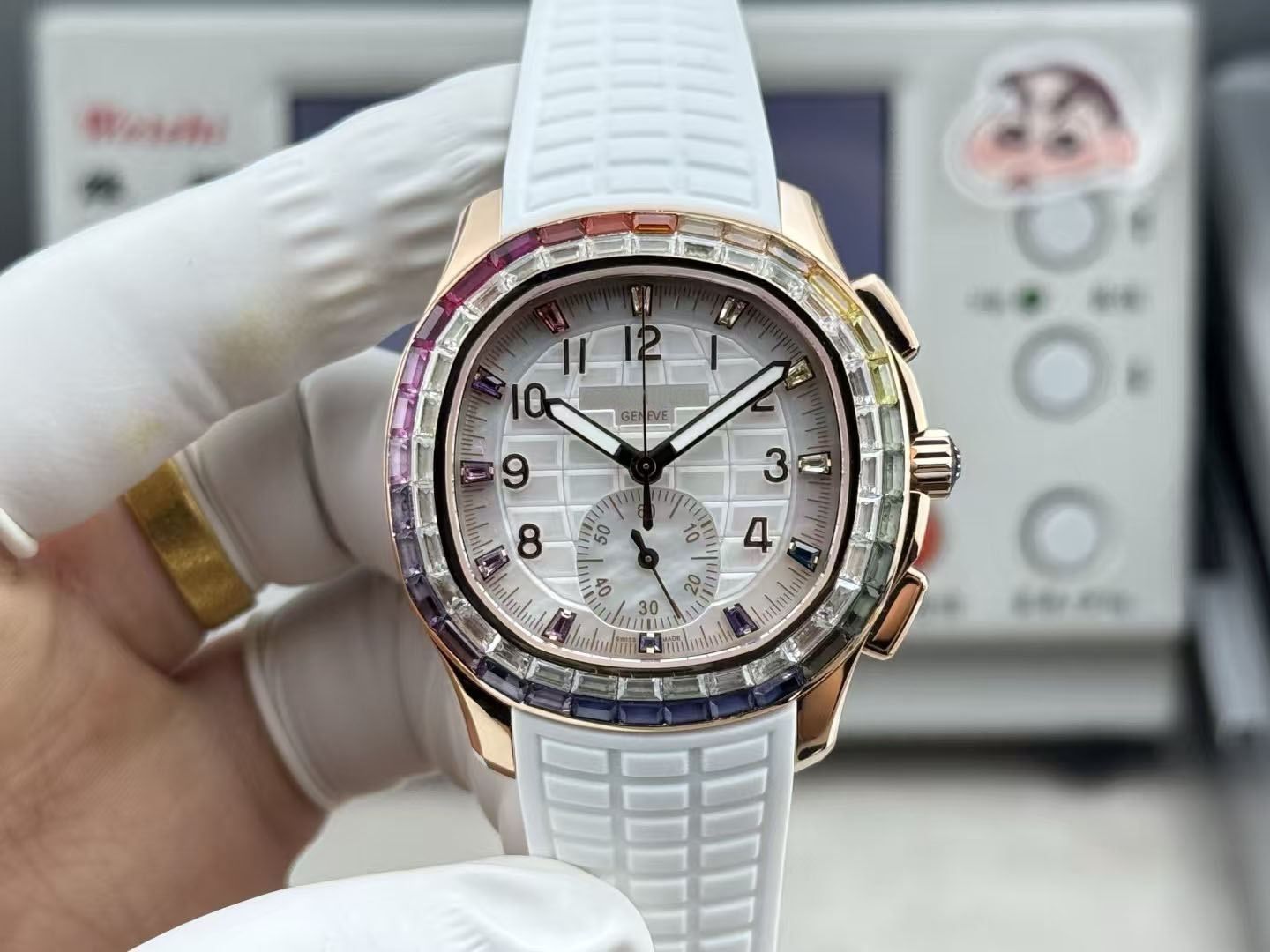7968 Rainbow Diamonds Womens Watch CH 28-520 Automatic Flyback Chronograph Rose Gold Sapphire Crystal Water Resistant Luxury Ladies Wristwatch PPM