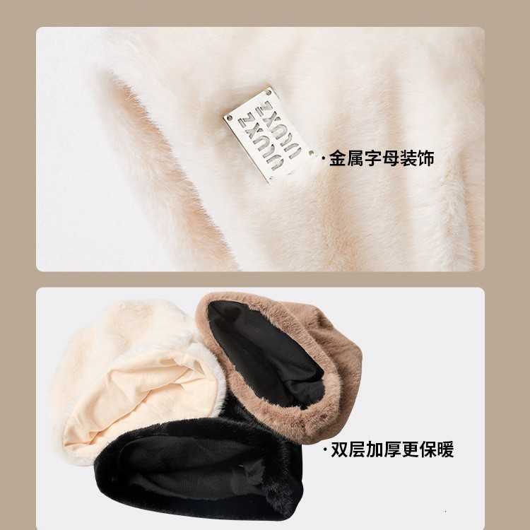 Rabbit Fur Pile Hat for Women Winter Warm Face Covering Cold-Proof Plush Fisherman Hat Large Head Circumference Postpartum Cold Hat S260225