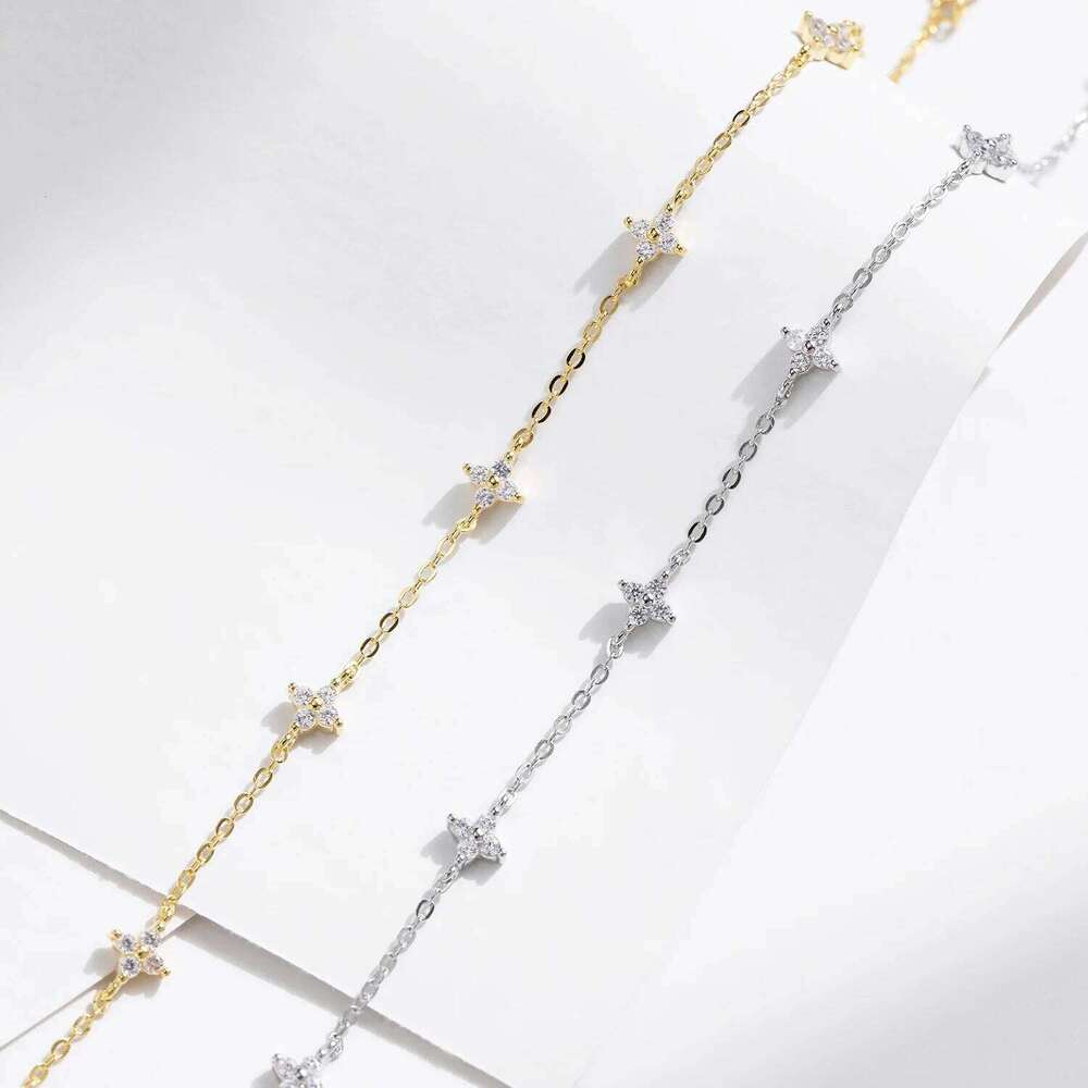 MODIAN 925 Sterling Silver Mini Flowers Bracelet Dainty Link Chain Pave Setting CZ For Women Wedding Fine Jewelry Gift Z260225