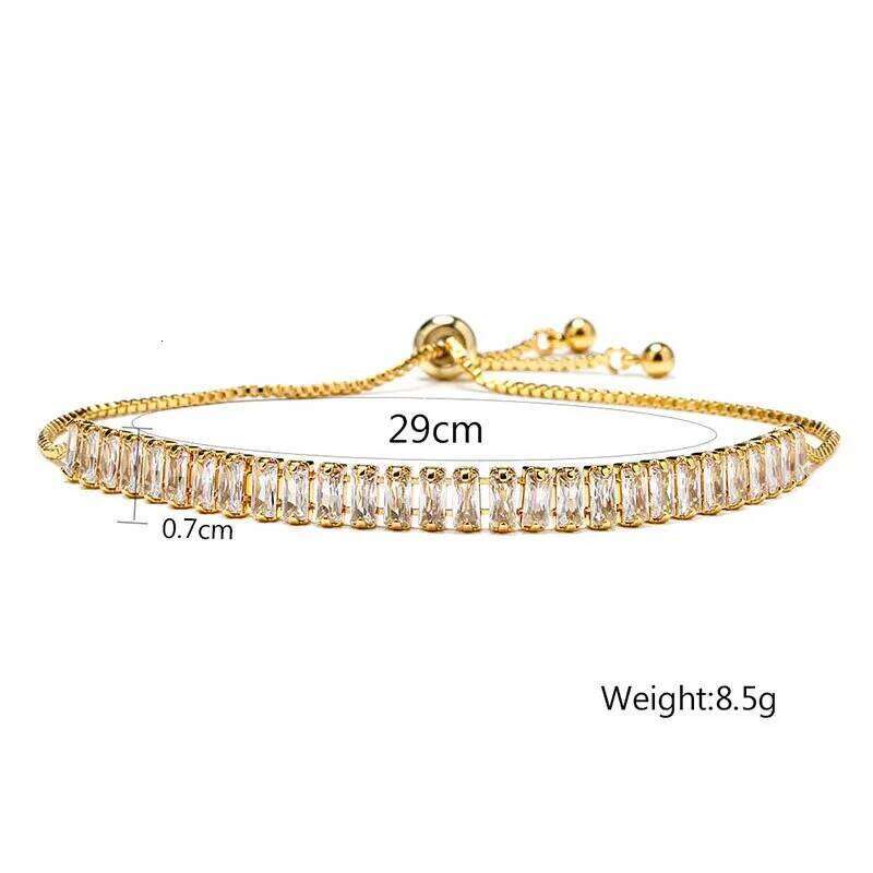 Adjustable Fashion Elegant Rectangle New Crystal Bracelet for Women White Gold Color Bangle Party Jewelry Z260225