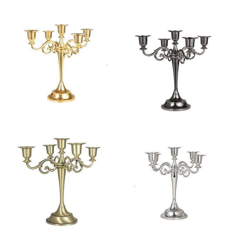 American Style Retro Candlestick Creative Three-headed Five-headed Metal Iron Candle Holder Romantic Dinner Table Decoration W260226