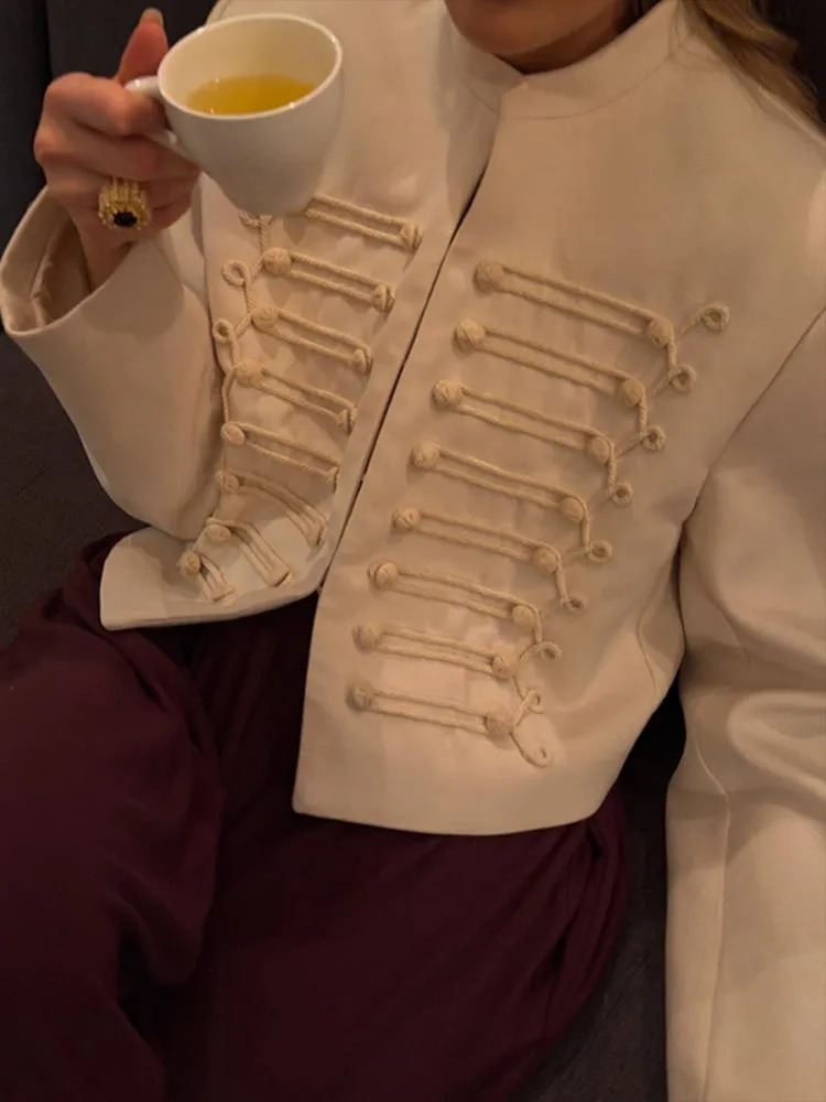 High Street Womens Jacket O-neck Single Breasted Solid Female Napoleon Jackets 2026 Spring Chic Fashion Casual Lady Coat 260202