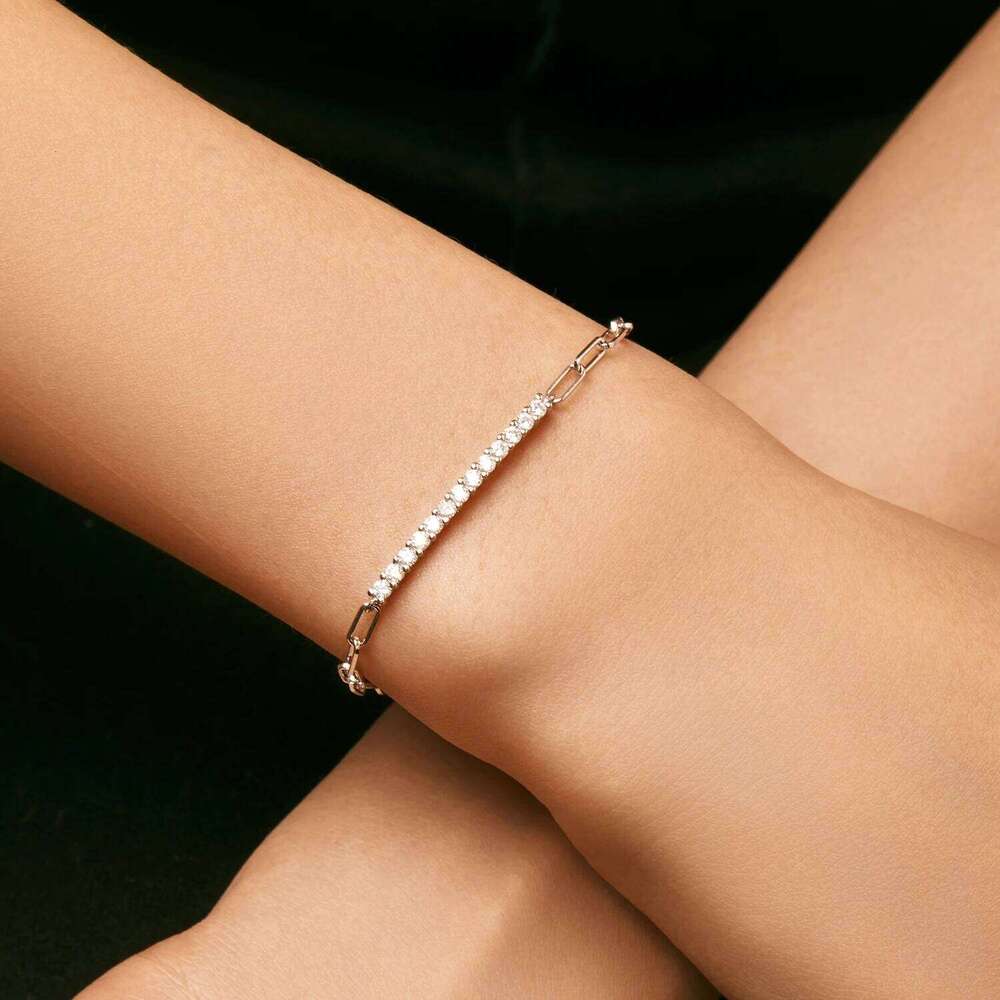 MODIAN Sparkling D Color Moissanite Bracelet 925 Sterling Silver Lock Stackable Trendy Bracelets For Women Jewelry With Gift Box Z260225