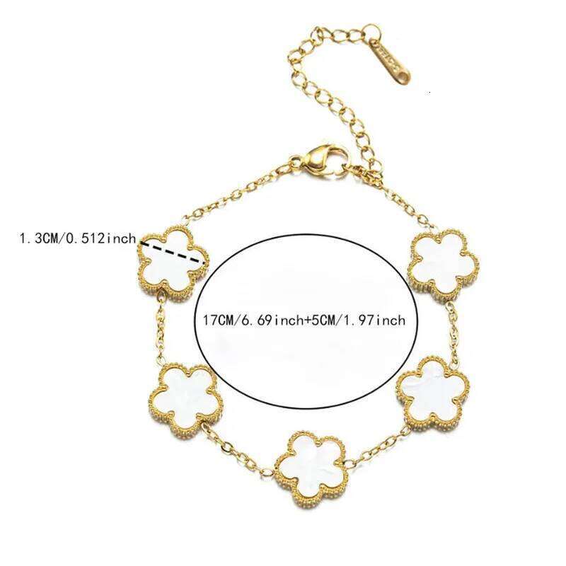 The stainless steel double-sided bracelet with five-leaf petals and gold-plated clovers is the best family gift for mothers, lad Z260225