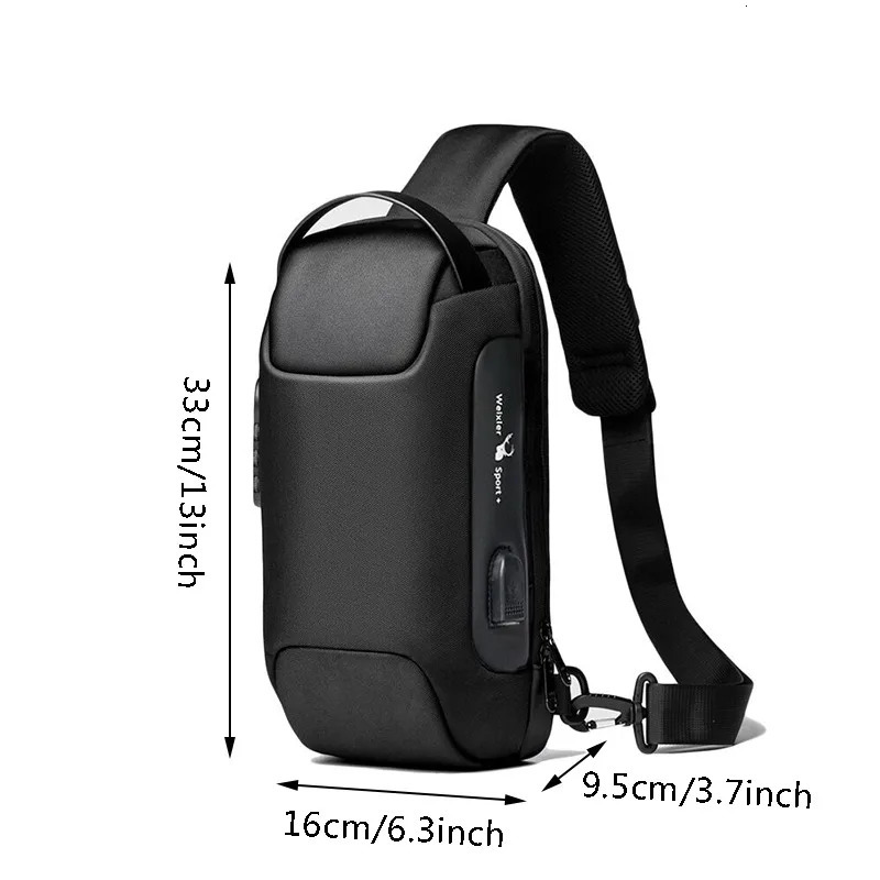 MenS Usb Crossbody Bag Anti-Theft Shoulder Bags Waterproof Oxford Waist Bag Multifunction Short Travel Messenger Chest Pack 260305