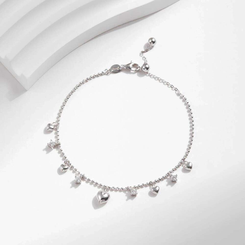 MODIAN 925 Sterling Silver Delicate Mirror Hearts Charm Beads Bracelet Romantic Trendy Link Chain For Women Fine Jewelry Z260225