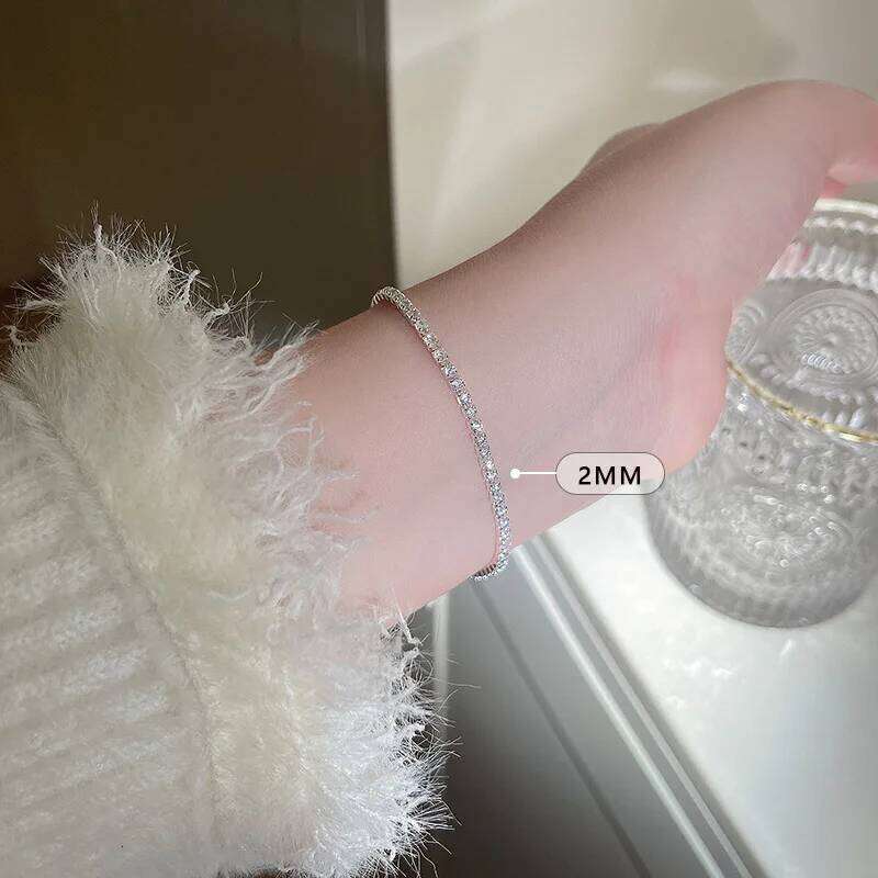 New 925 Sterling Silver Simple Shiny Zircon Bracelet Temperament Personality Women Accessories Birthday Party Gift Z260225