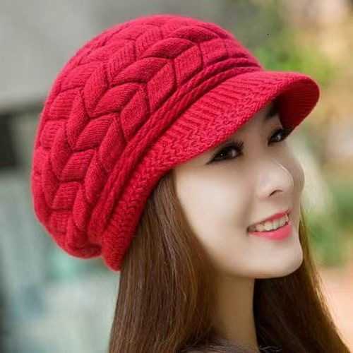 Middle-aged and Elderly Autumn and Winter Warm Knitted Wool Hat with Fleece Korean Fashion Versatile Beret for Women in Winter S260225B4TS