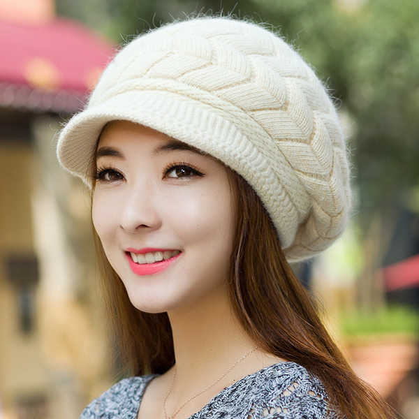 Autumn and Winter Woolen Hat Womens Korean Ear Protection Hat Fashion Versatile beret Thickened Warm Knitted Hat S260225