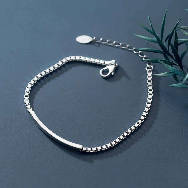 Modian Brands Simple 925 Sterling Silver Geometric Rectangle Bracelet for Women Box Chain Bangle Japanese Style Fine Jewelry Z260225