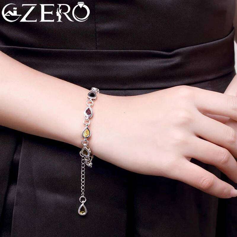 Wholesale 925 Sterling Silver Noble Charm Bracelets Zircon Chain Crystal Jewelry Fashion for Women Wedding Lady Cute Z260225