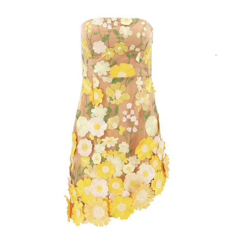 2026 new fashion brand 3D decal fairy like sexy chest hugging asymmetrical hem short skirt for women