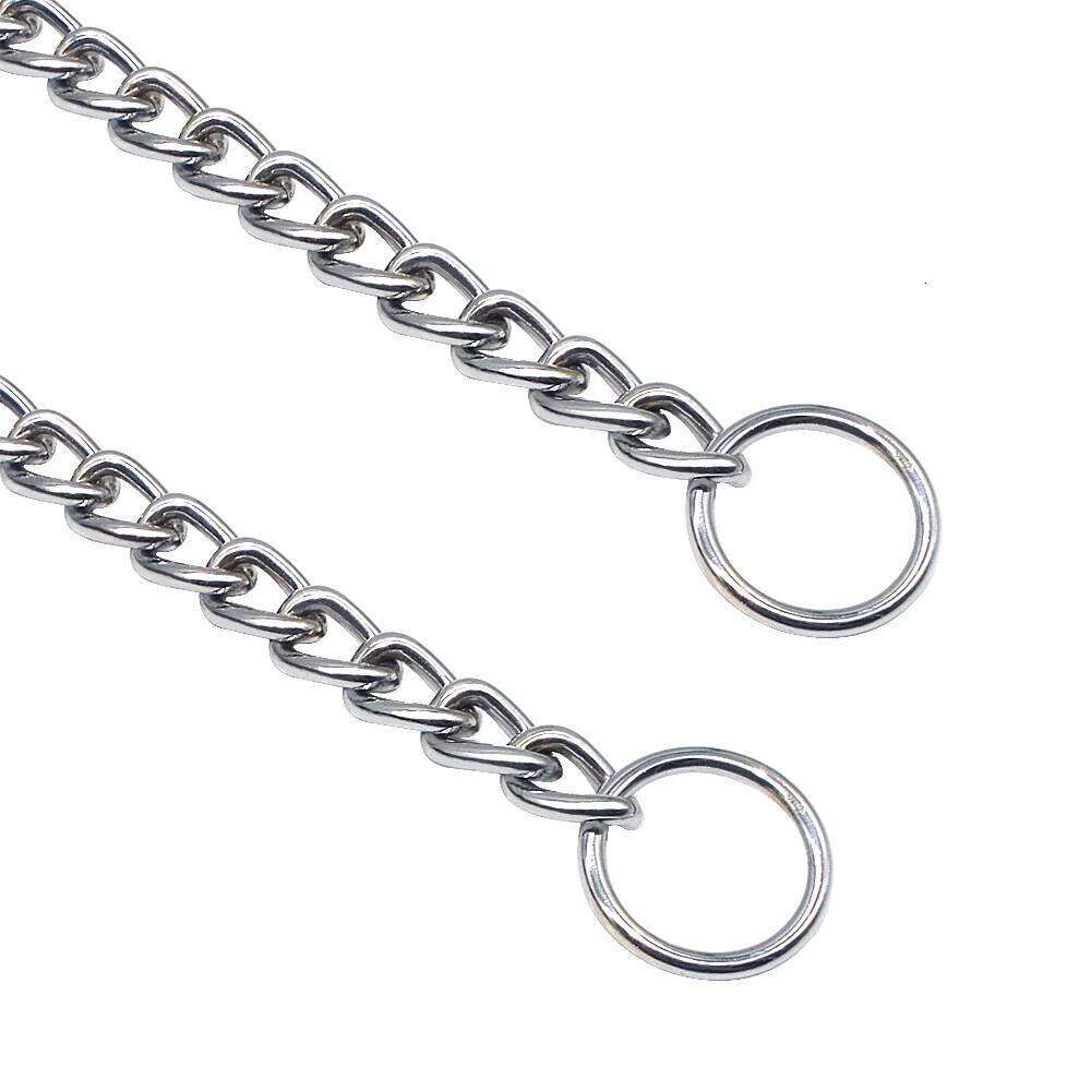 Large Dog Collar Chain Choke Personalized Pet Collars Silver Dogs Pitbull Training Slip Choker Free Engraving Tag Nameplate