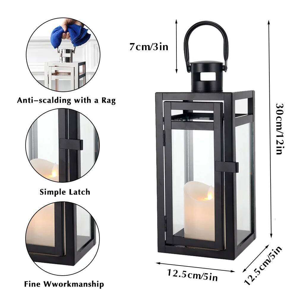 Black Metal Candle Holder Lanterns Hanging Candlestick Light Lantern for Indoor Outdoor Wedding Party Home Decor W260226