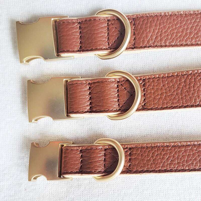 Luxury Rea for Small Dog Breeds with The Finest Genuine Leather Collar That is Stylish Soft DOG COLLAR BROWN