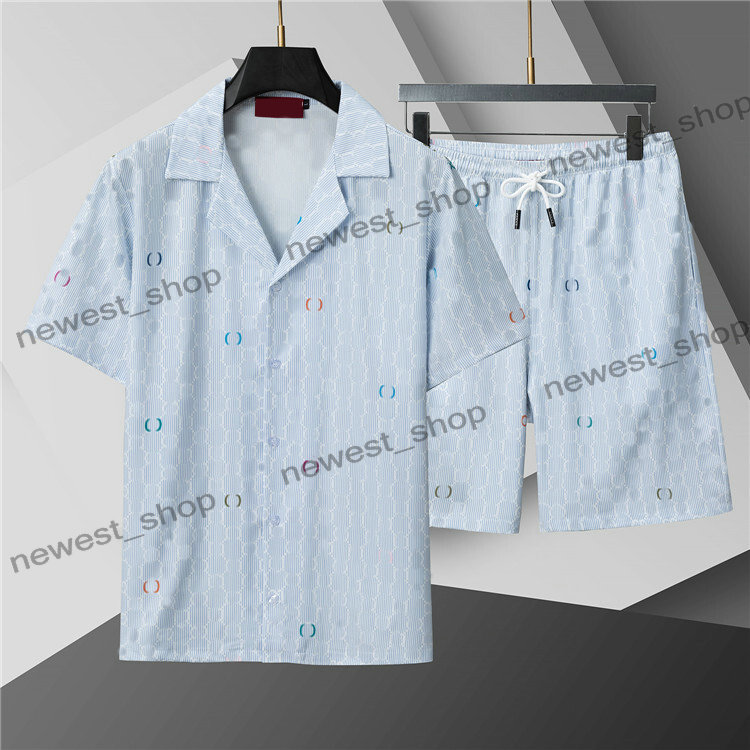 26ss Summer Designer luxury Mens casual shirts Beach shorts suits sets clothing thin Luxury Classic color letters patchwork turndown collar t shirt