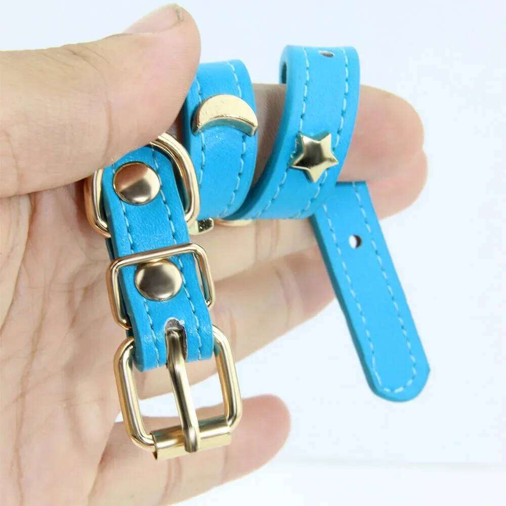 Cute Collar Soft Leather Pet Collars For Small Dog Kitten Puppy Necklace Cat Accessories Star Moon Rivets Decoration XS-M