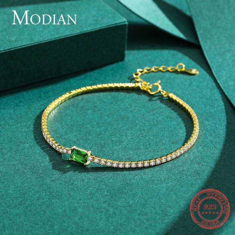 MODIAN 2021 New 925 Sterling Silver Luxury Sparkling Cubic Zirconia Bracelet For Women Gold Color Wedding Engagement Jewelry Z260225