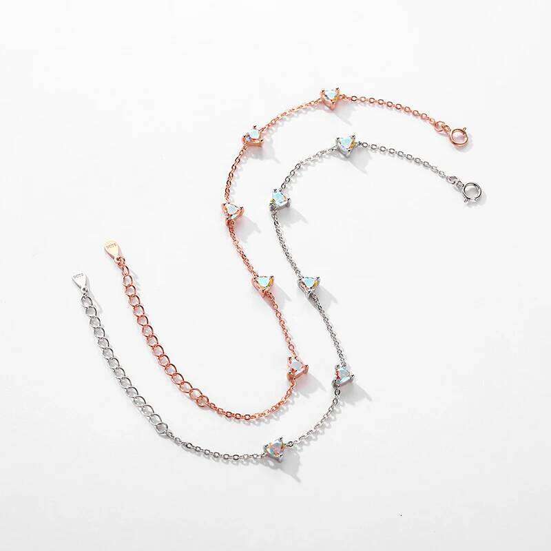 MODIAN Authentic Luxury Rainbow Fire Color Zirconia Charm Hearts Chain Link Bracelet For Women Birthday Crystal Jewelry Z260225