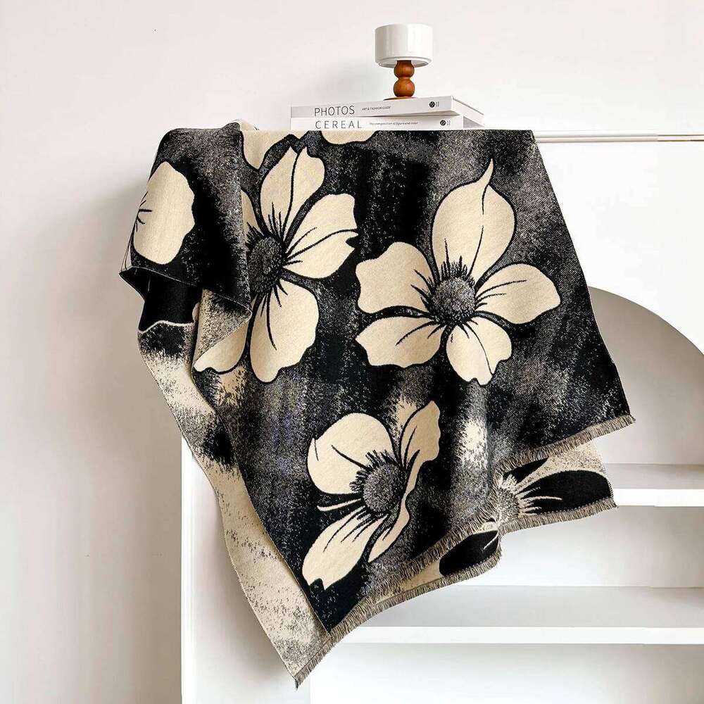 Women Thick Warm Winter Design Flower Print Imitation Cashmere Pashmina Shawl Lady Wrap Scarves Foulard Blanket Scarf Z260226