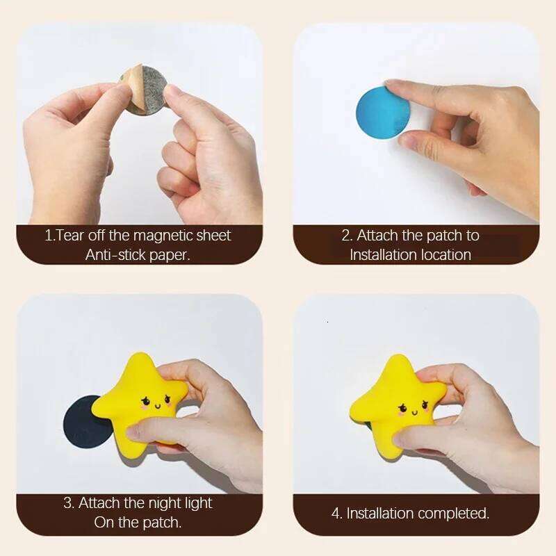 Mini LED USB rechargeable cartoon stars moon silicone night touch soft light wall lamp children's gift Z260227