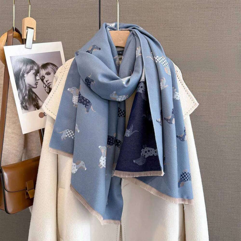 Women Thick Warm Shawl Wrap Autumn Winter Cashmere Scarf Female Dog Print Soft Scarves Lady Bufanda Poncho Echarpe Pashmina Men Z260226