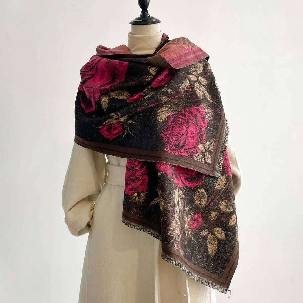 Womens Newest Style Winter Double-Sided Jacquard Cashmere Scarves High-Quality Thickened Wrap Shawl Ladies Faux Scarf Z260226