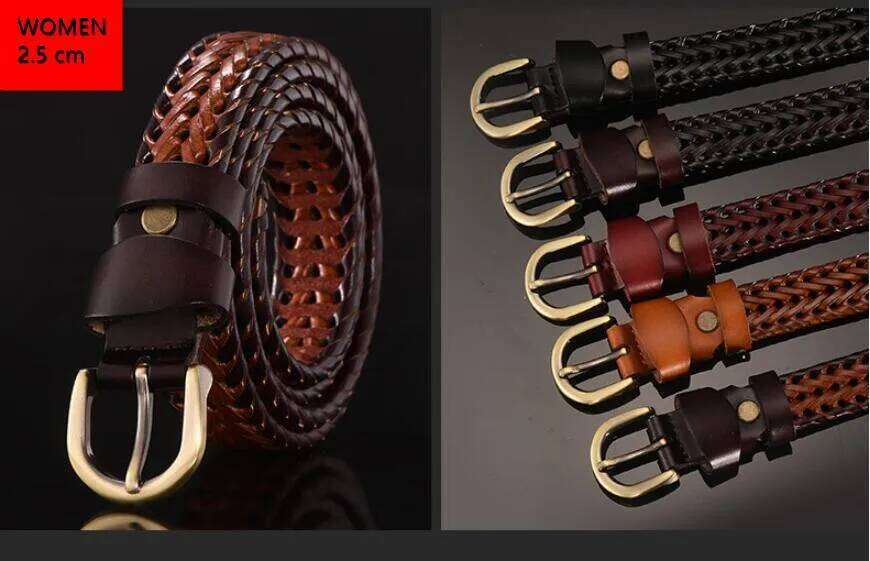 women Braided Men's Woven Belt Luxury Genuine Leather Cow Straps Hand Knitted Men For Jeans Girdle Male belts Z260226