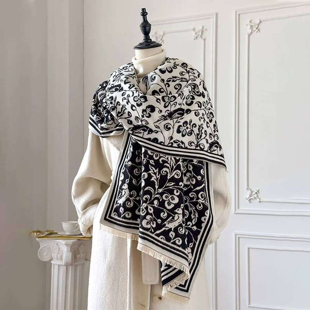 New Brand Elegance Two-Sided Jacquard Scarf pashmina Cashmere Soft Warm Fringe Pashmina Shawl Winter Coldproof Windproof Blanket Z260226