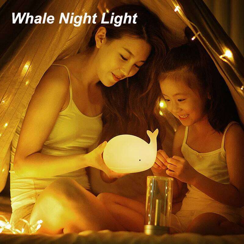 7 colors Night Light Cute Whale Animal Silicone USB Rechargeable Nightlights Room Decorations Table LED Lamp Gifts For Children Z260227