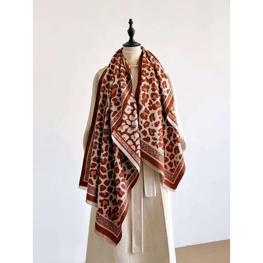 Winter Elegance Thick Faux Pashmina Scarf Women Two-Sided Warm Soft Shawl Wrap Feminine Patterned Blanket for Cold Weather Z260226