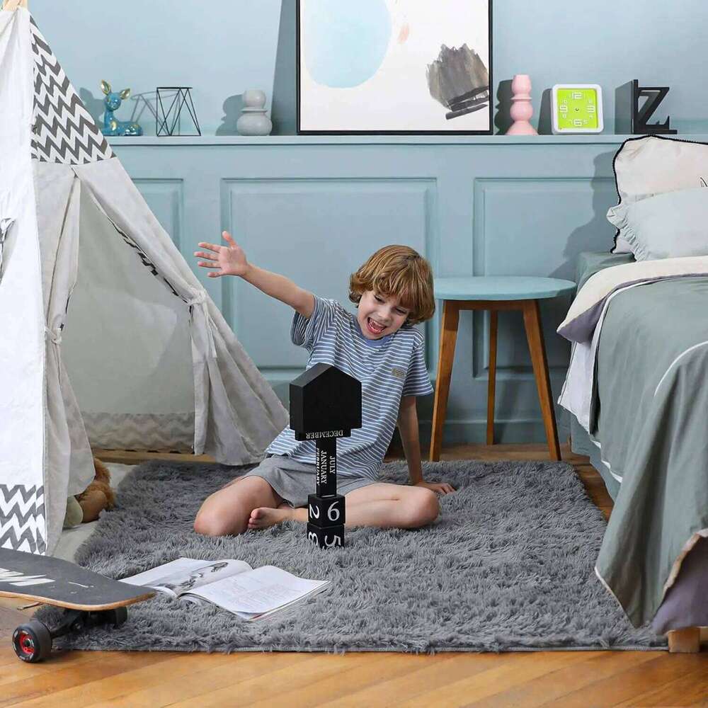 VIKAMA Modern Simple Tie-Dyed Plush Bedroom Living Interior Floor Mat Home Decoration Children's Room Soft Carpet H260226