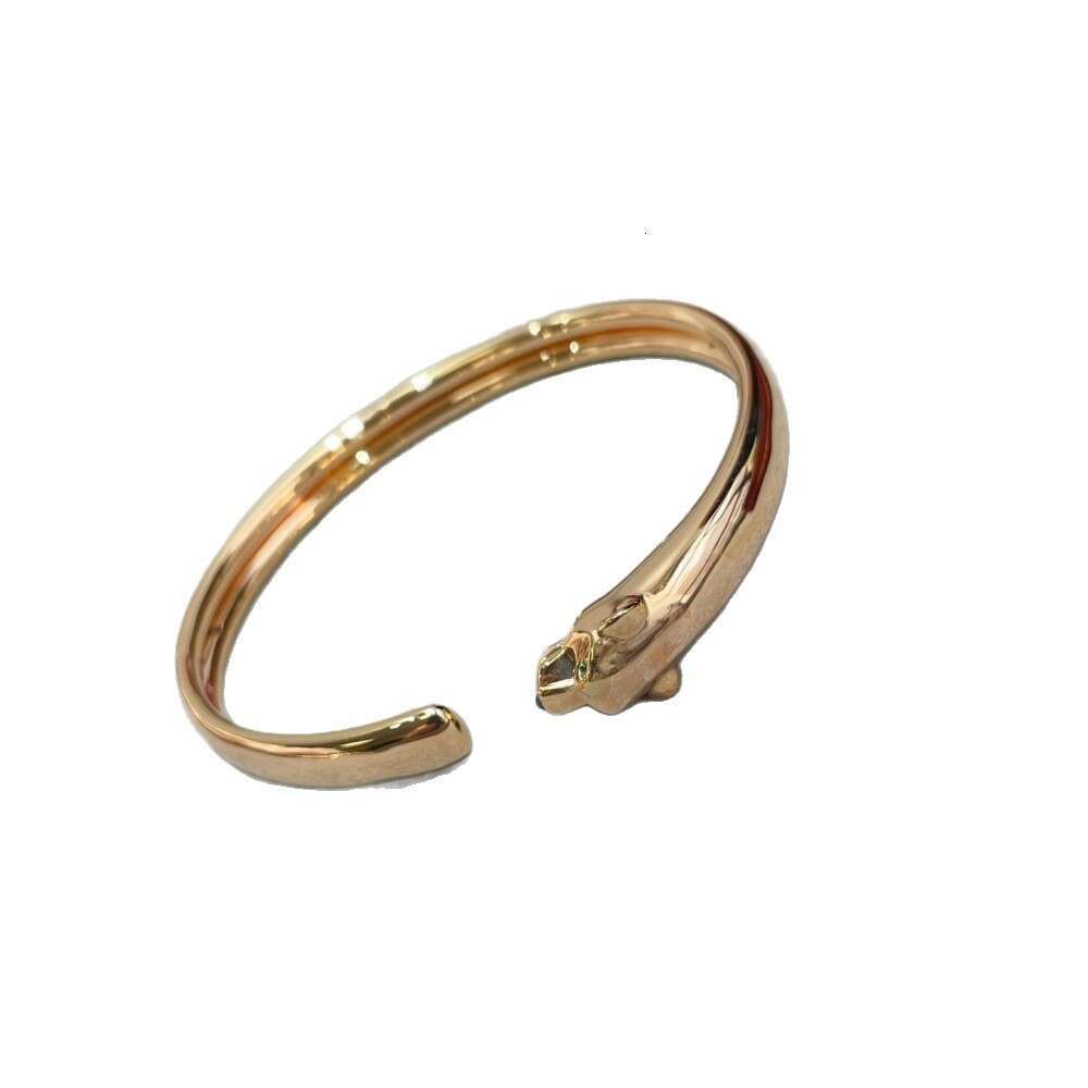 Women's Designer Open-Cuff Bracelet Green-Eyed Leopard Head Bracelet Women's Holiday Gift