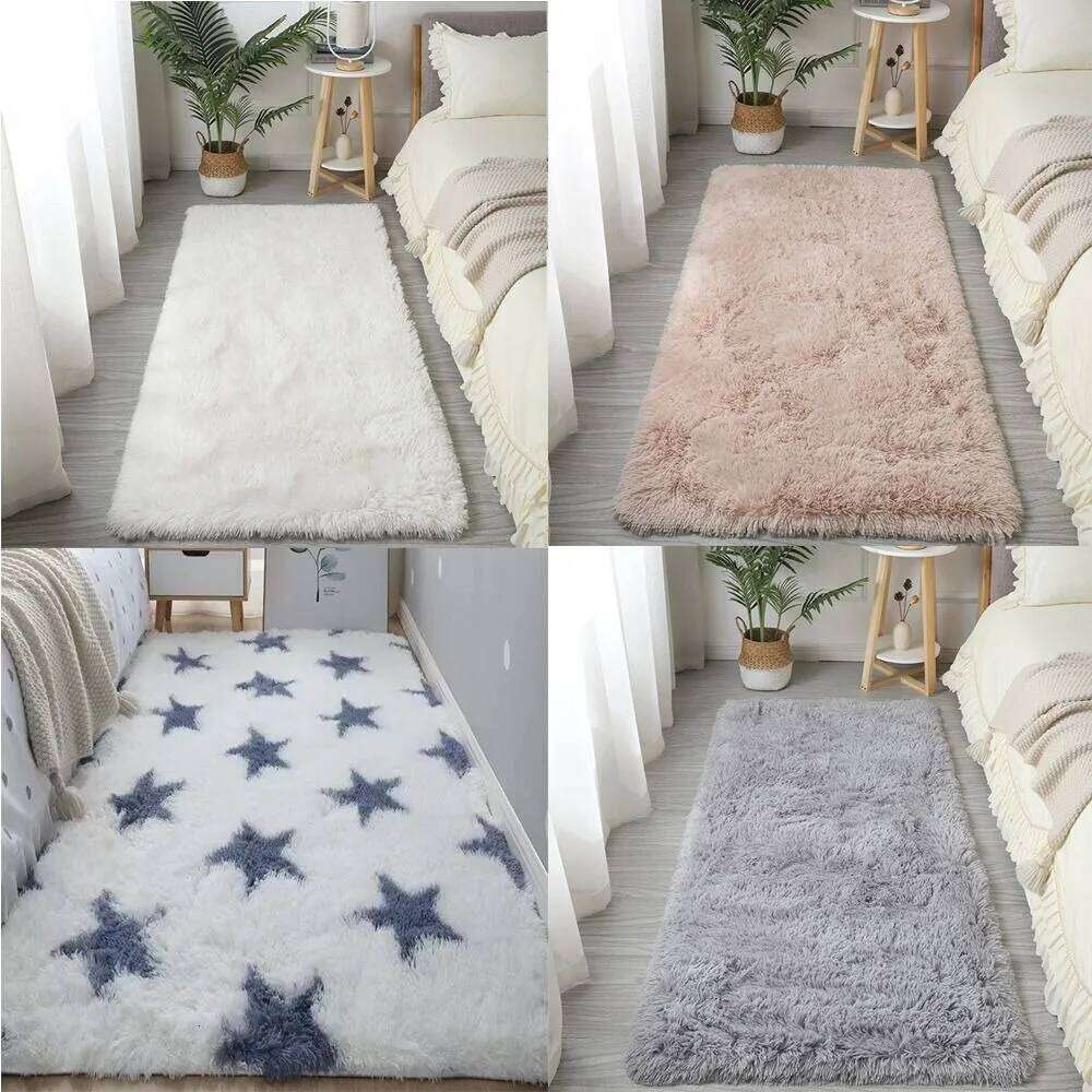 New Imitation Wool Bedside Rugs Floor Protection Washable Sofa Cushion Non Slip Long Hair Carpet Home Decor H260226