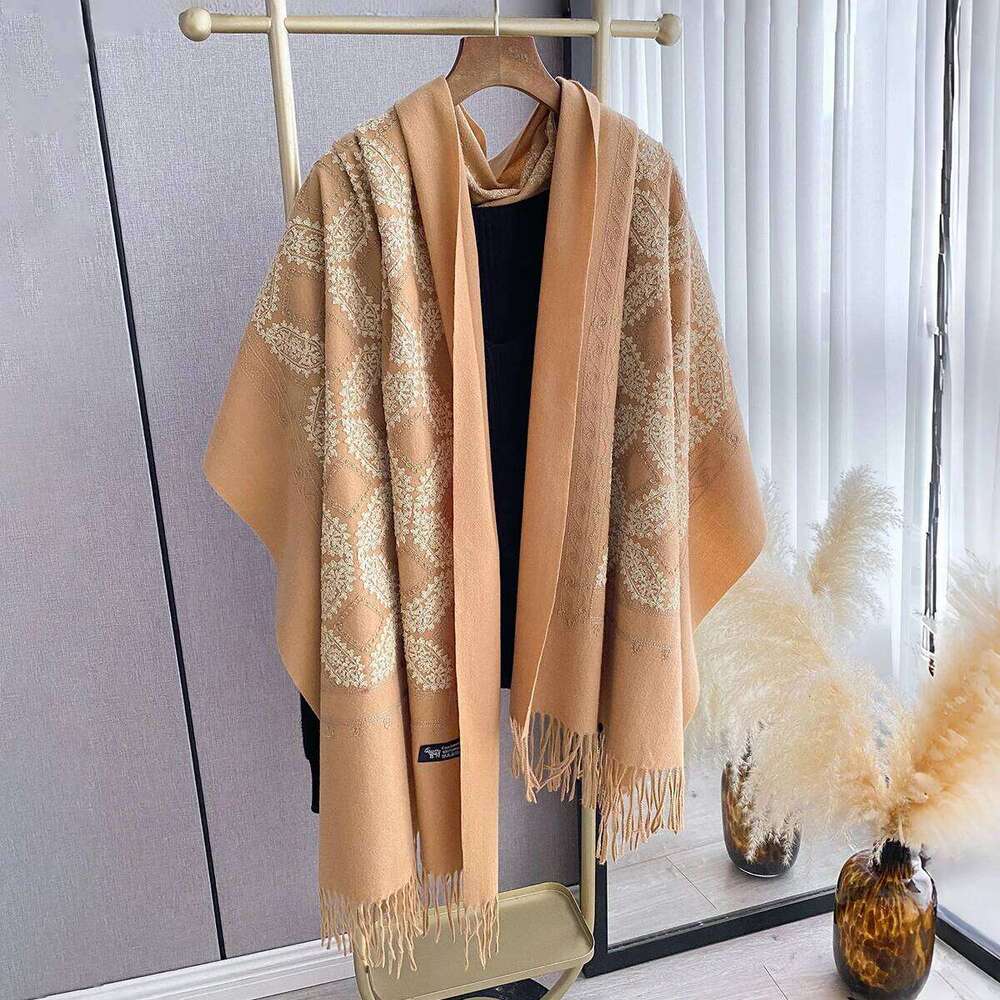 Luxury High Quality Embroidery Scarf Elegant Women Winter Thick Warm Neck Pashmina Long Fringe Scarves Lady Blanket Soft Shawl Z260226
