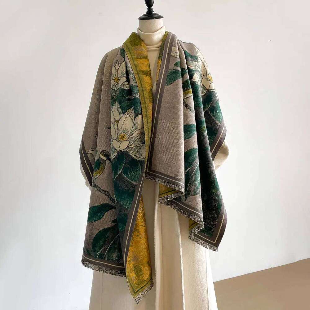 2025 New Ladies Autumn Winter Double Sided Jacquard Scarf Shawl With High End Flower Design Premium Imitation Cashmere Z260226