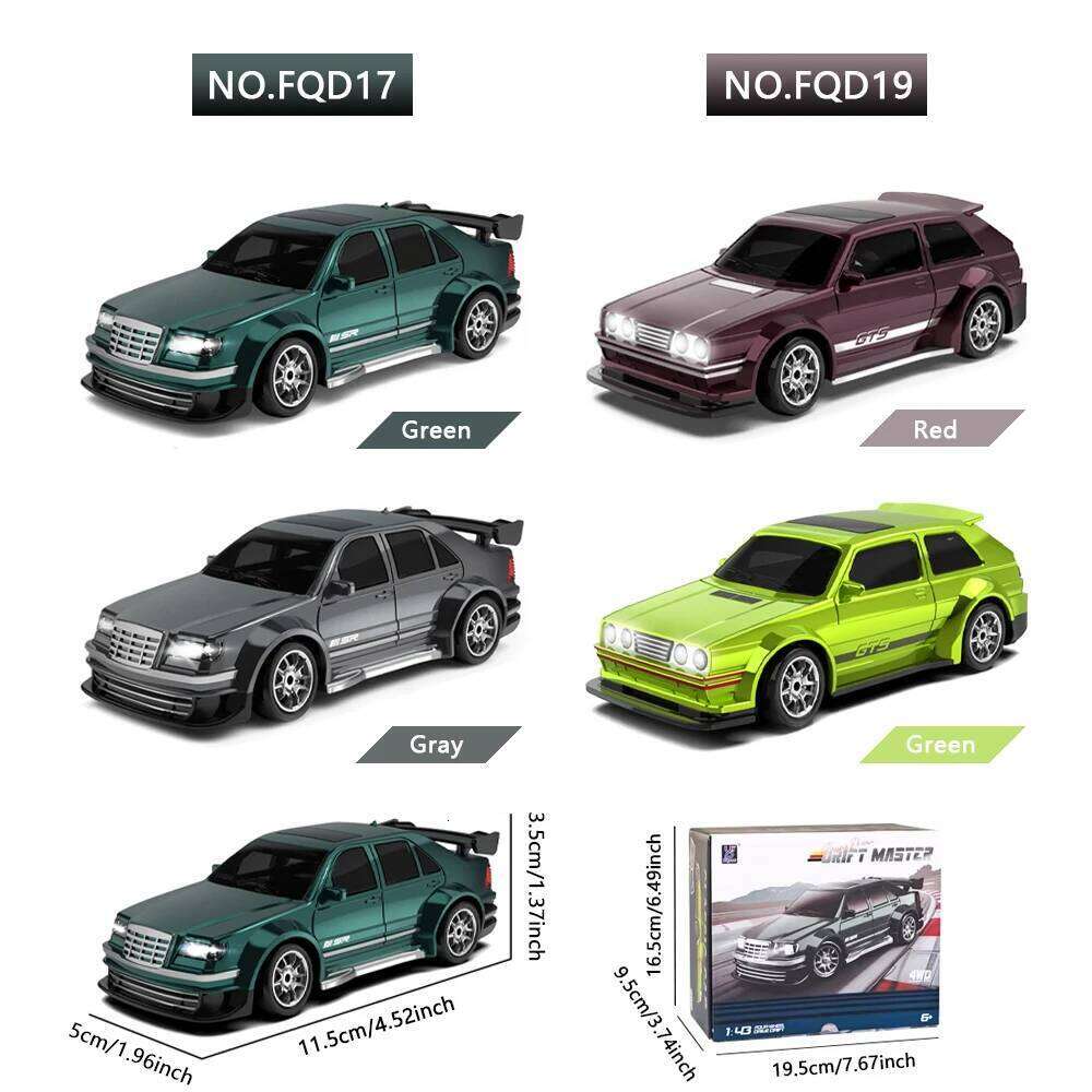 FQD17 FQD19 1:43 Scale Full-Size 4WD 2.4g Gyroscope Calibration Drift Steering Light Linkage Mini Remote Control Car H260227