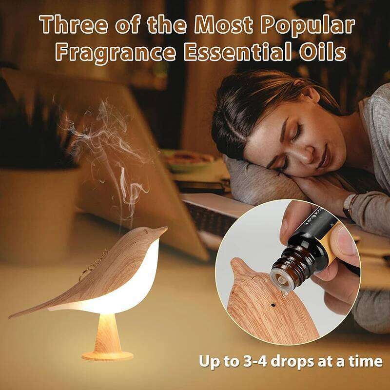 Wooden Colors Bird Night Lights LED Touch Switch Rechargeable for Bedroom Interior Lighting Desk Lamp Bedside Lamps Decoration Z260227