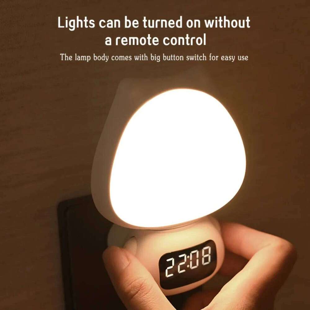 Mini LED Digital Table Clock Cute Child Multifunctional 3Color Night Light Stepless Dimming Bedroom Bedside Lamp For Home Living Z260227