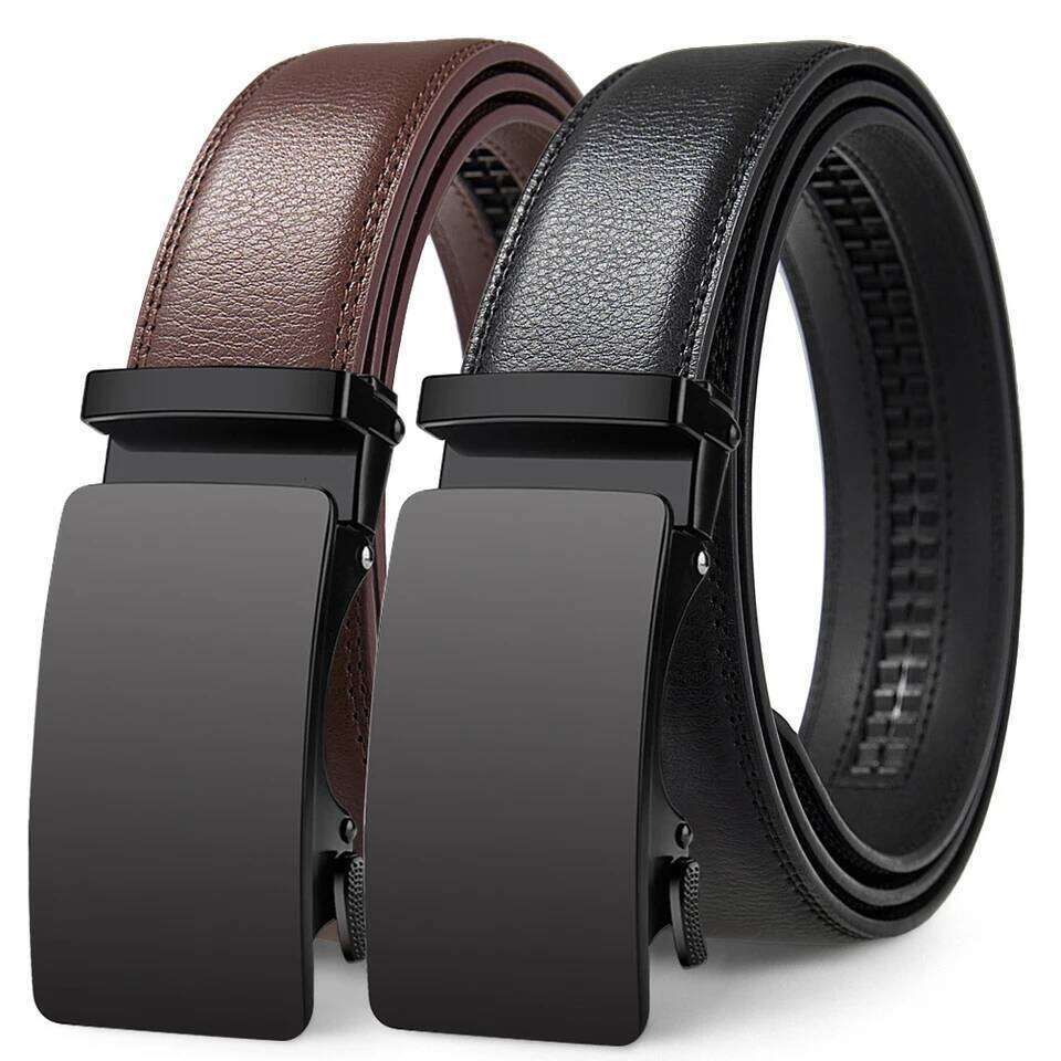 Automatic Buckle High Quality Brown/Black Genuine Leather Belts with Adjustable Ratchet Belt for Men 26H0227