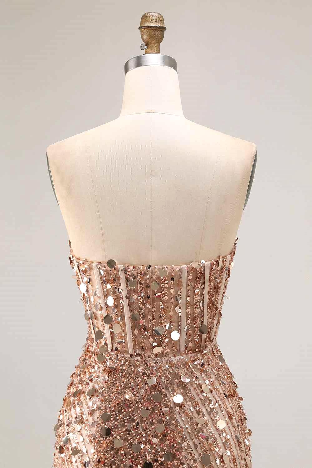Sparkly Gold Sequined Mermaid Prom Dresses Sweetheart Long Corset Evening Gowns With Slit Junior Gala Birthday Party Wears F27bc22014 B0312
