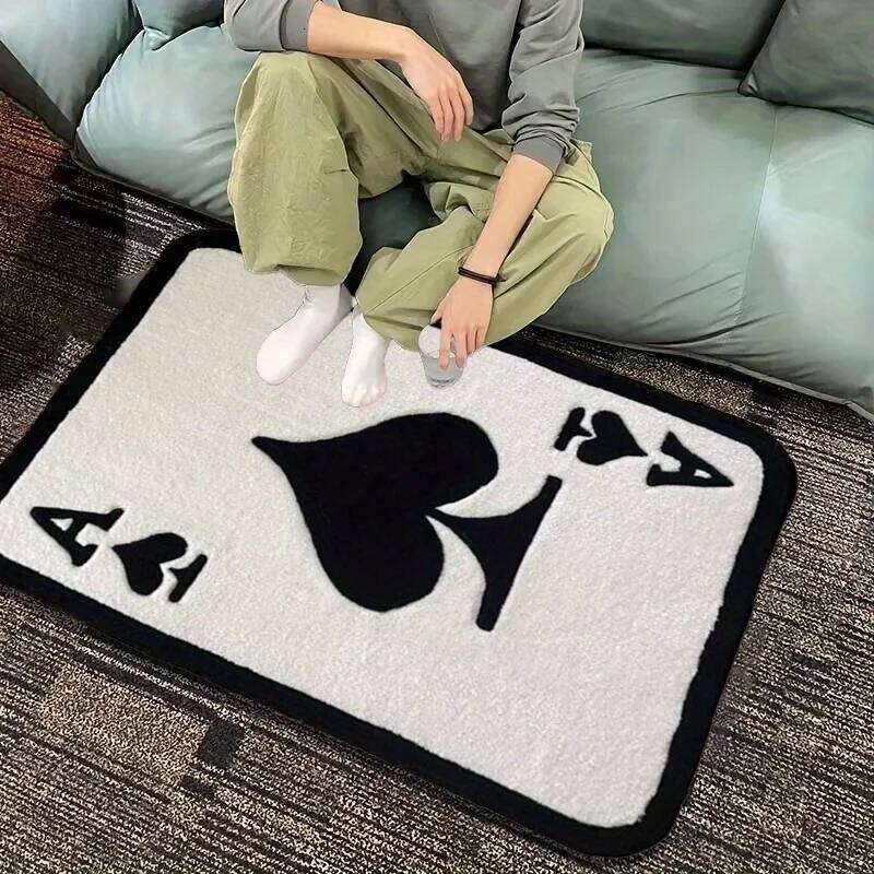 VIKAMA Ace of Spades Carpet Non Slip Absorbent Soft Creative Doormat Kitchen Bathroom Mat For Living Room Bedroom Home Decor H260226