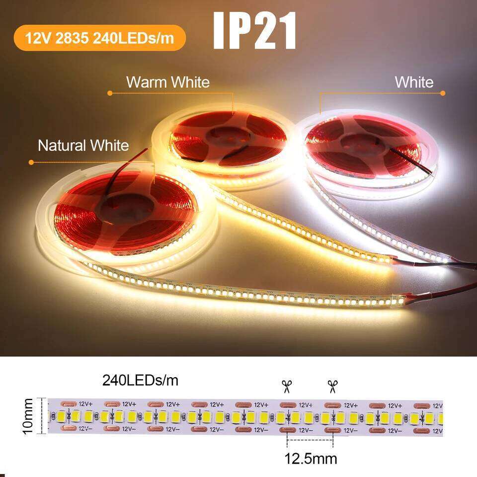 DC 12V 24V SMD 2835 240Leds/M LED Strip Waterproof IP65 IP21 Warm/Natural White Home Decor Flexible Ribbon Tape Light Z260226