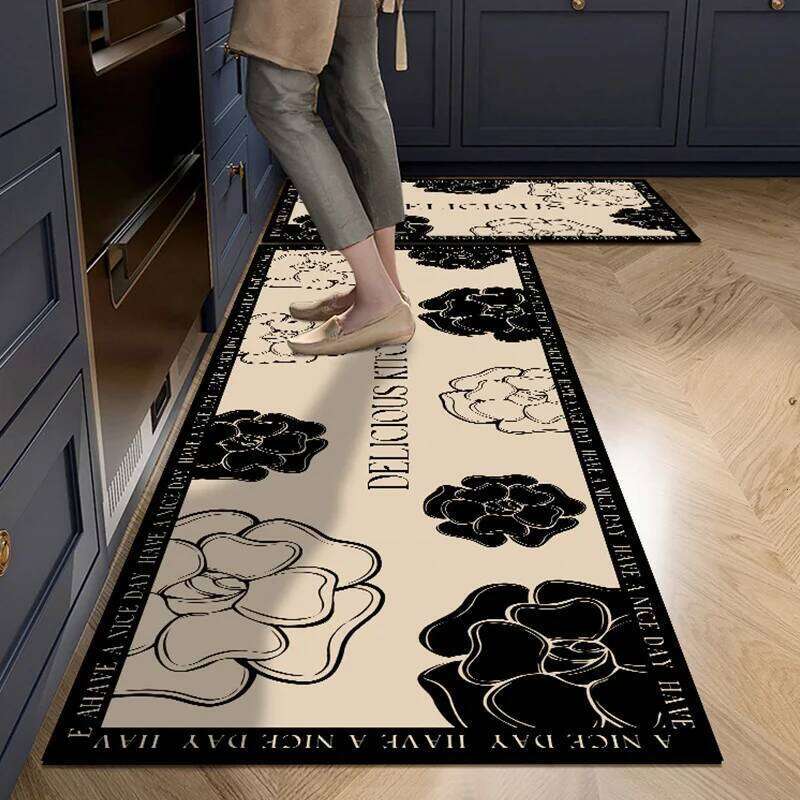 VIKAMA Crystal Velvet Long Kitchen Carpet, Anti-Slip, Water-Absorbent Oil-Absorbent And Dirt-Resistant Floor Mat Home Decoration H260226
