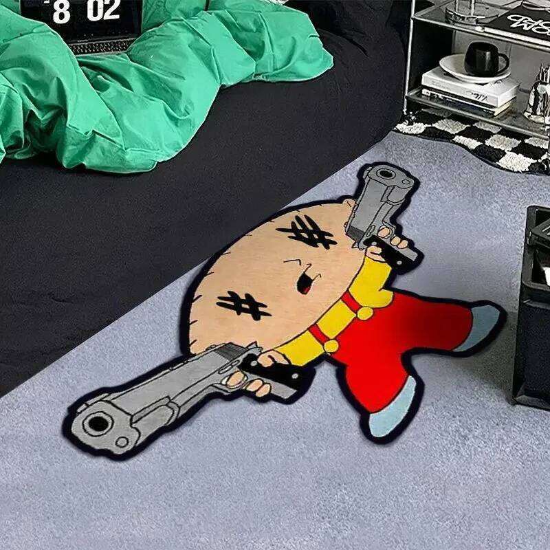 VIKAMA Cartoon Character Rug Comfortable and Warm Bathroom Entryway Floor Mat Bedroom Side Cushion - Home Decor H260227 - view 3