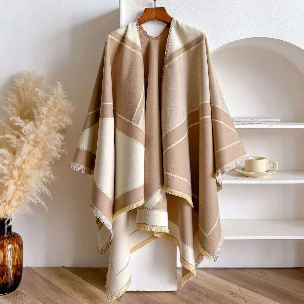 2025 Luxury Brand Cashmere Women Scarf Winter Warm Slit Double-sided Large Shawl Pashmina Foulard Square Thick Blanket Poncho Z260226