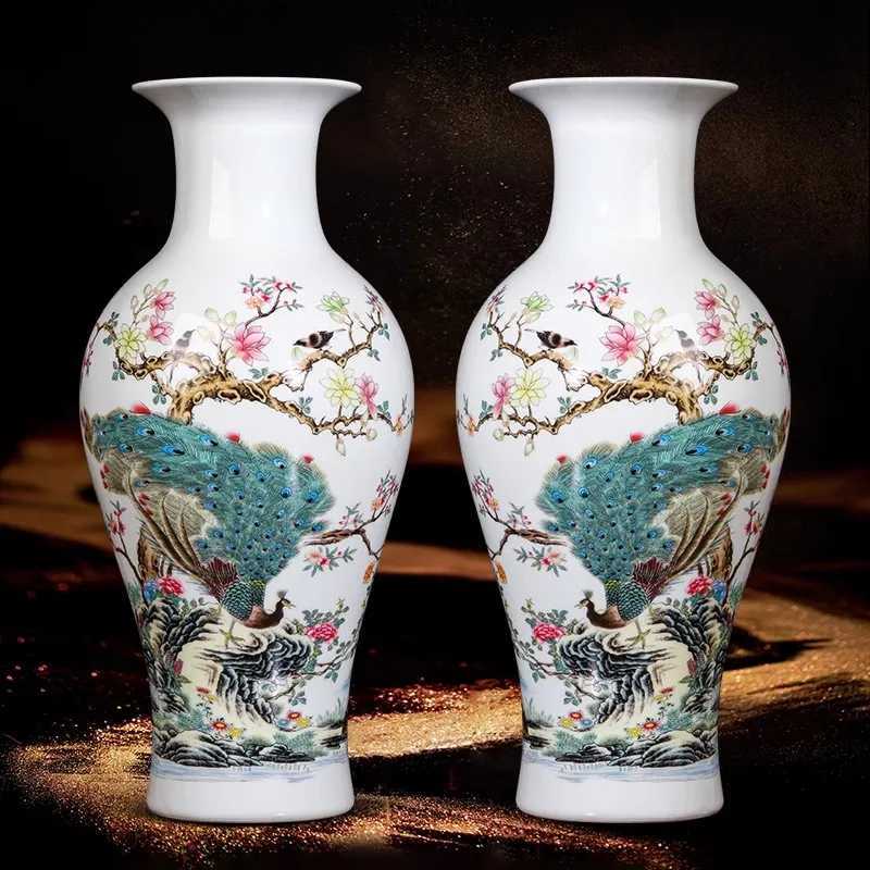 Ceramic Vase 36cm Chinese Jingdezhen Home Decor for Living Room TV CabinetT260227