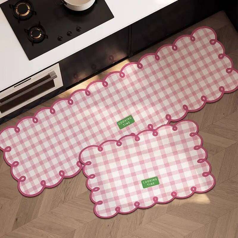 VIKAMA 1/2PC Simple Checkerboard Kitchen Special Dialgae Mud Absorbent Anti-Fouling Anti-Slip, Dirt-Resistant Carpet Home Decor H260226
