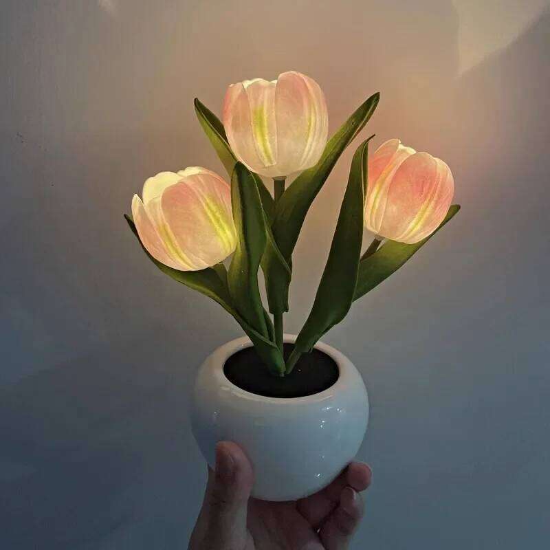 Tulip Nightlight Simulation Bouquet Insertion Electric Light Bedroom Girl Decorative Atmosphere Desk Lamp Gift Z260227