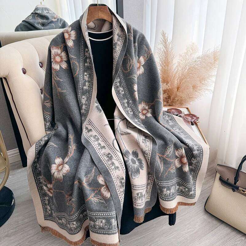NEW Brand Women Two-Sided Print Imitation Cashmere Soft Warm Pashmina Shawl Winter Coldproof Windproof Blanket Scarf Z260226